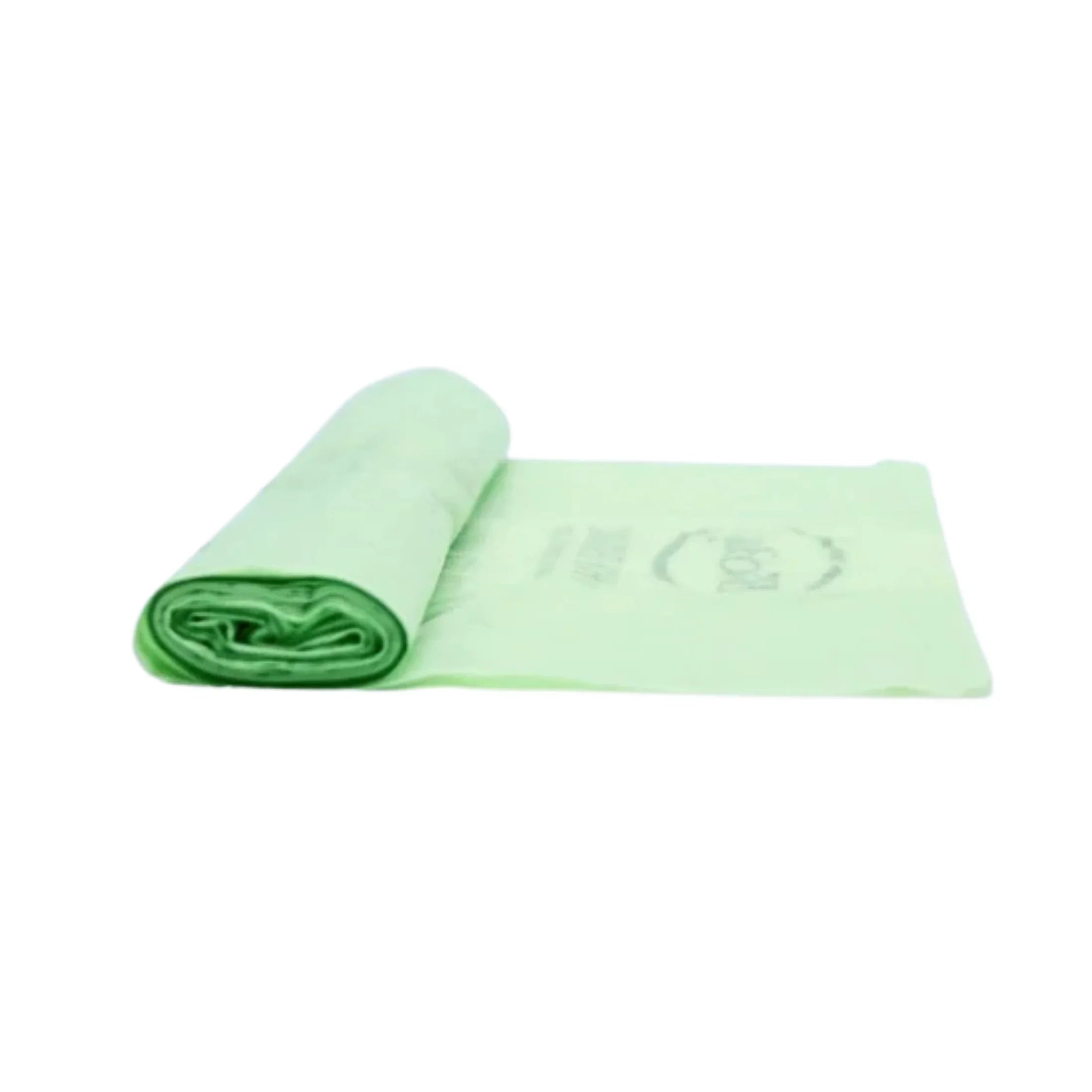 Rolled green biodegradable trash bags for sustainable waste management