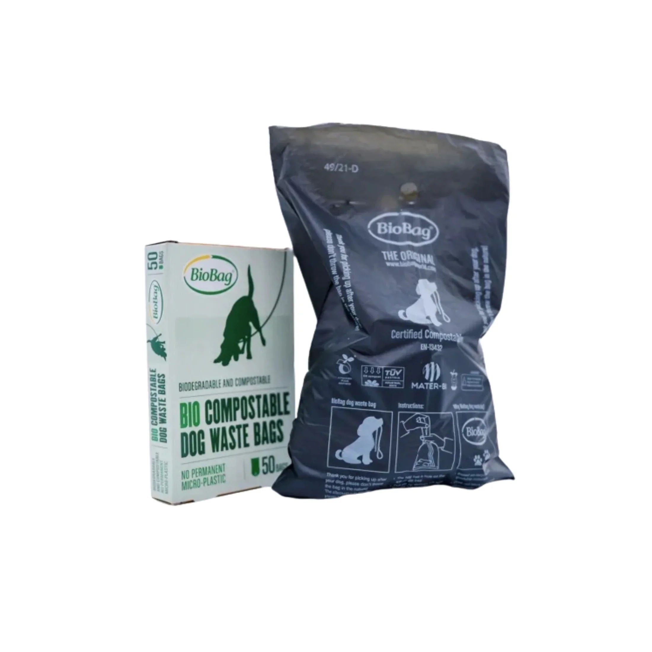 Compostable dog waste bags and packaging, biodegradable, eco-friendly pet cleanup