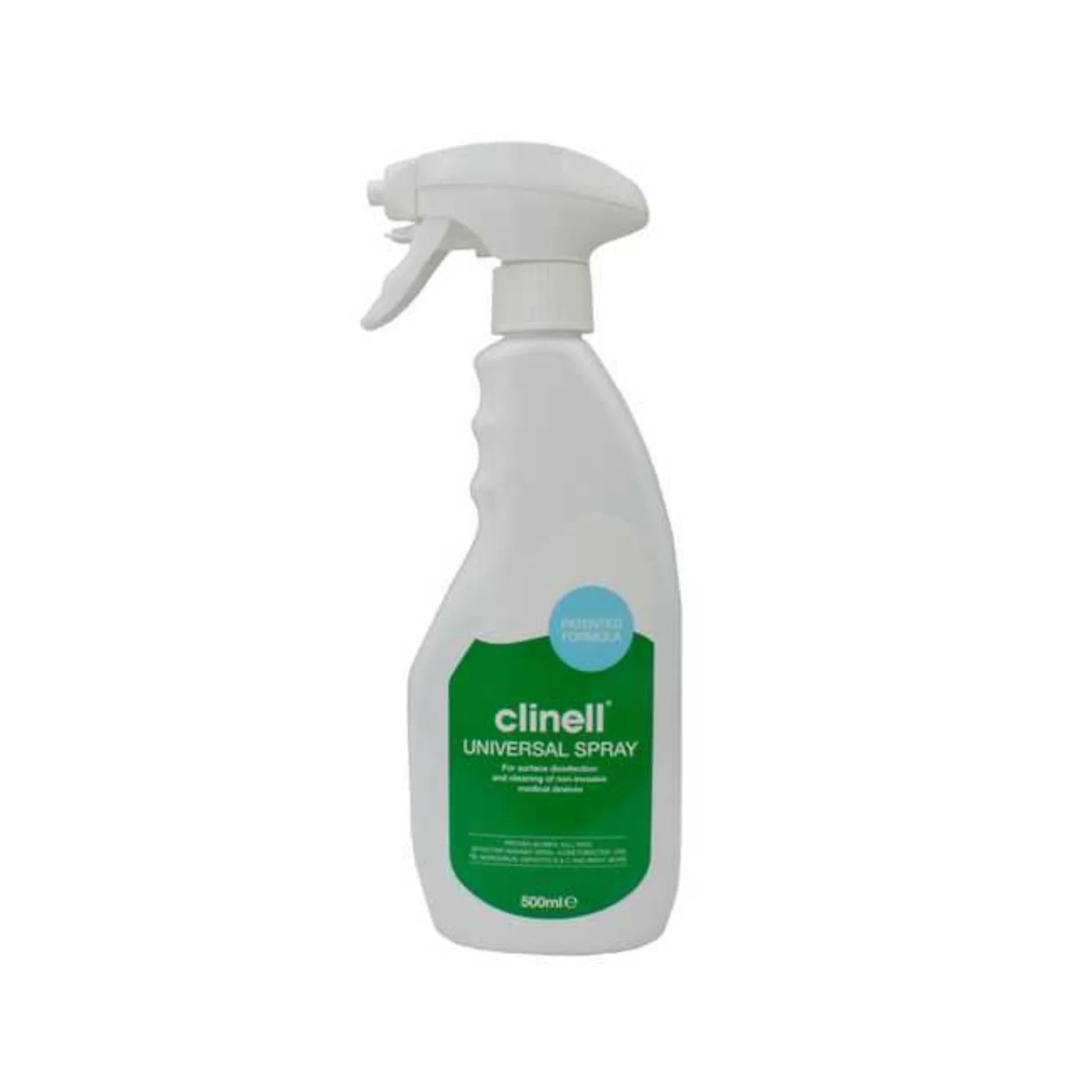Clinell Universal Spray 500ml disinfectant bottle for surface cleaning and infection control